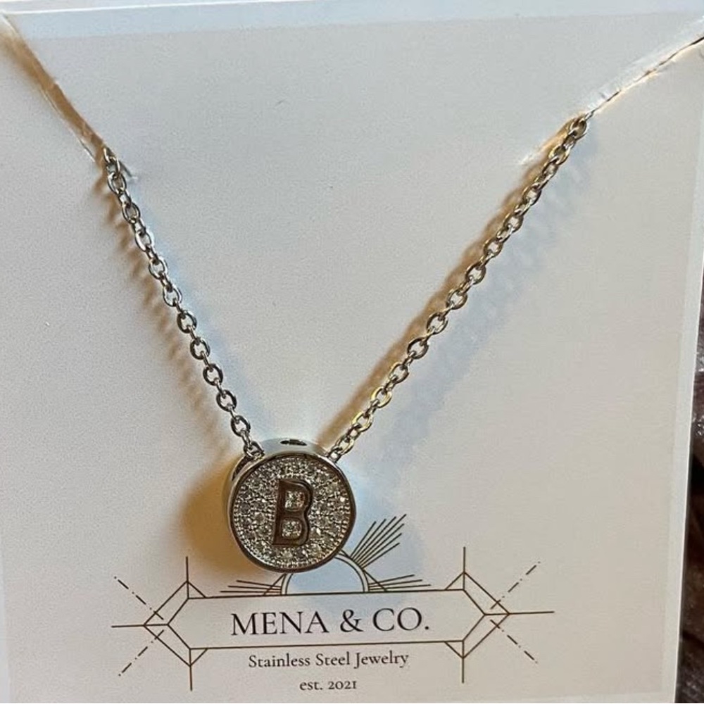 Silver Stainless Steel Initial “B” Pendant Necklace